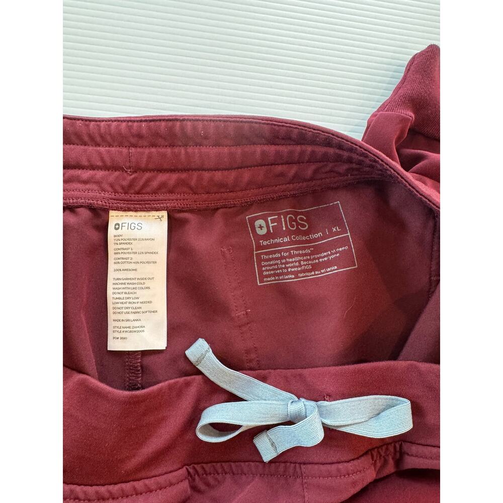 FIGS Zamora Jogger Scrub Pants Women's XL Burgundy Red 3590 Standard Rise Core - Picture 5 of 10